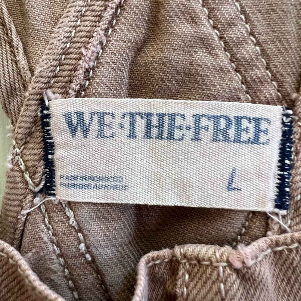 Free People Ziggy Shortalls We The Free Frayed Hem Utility Overalls Romper L - Picture 4 of 6